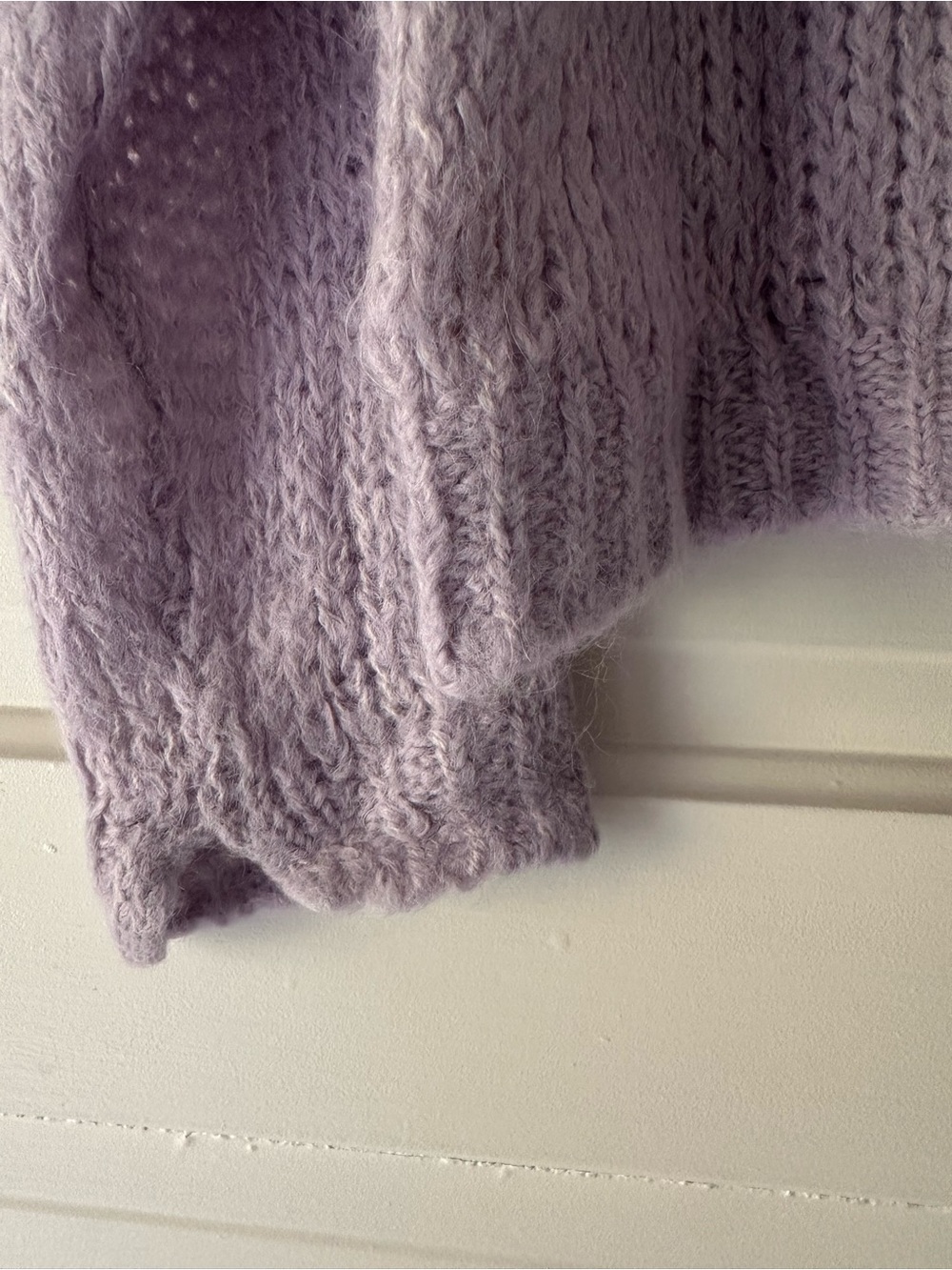 Free People open knit lavender crew neck sweater - Picture 5 of 5